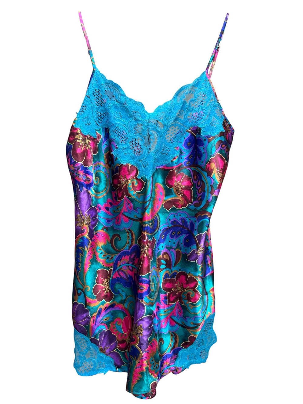Vintage Victoria’s Secret Gold Label Floral Paisley Satin Lace Cami Small